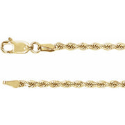 14K Yellow 2.4 mm Diamond-Cut Rope 18' Chain