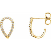 14k Yellow 1/5 Ctw Natural Diamond Geometric J-hoop Earrings