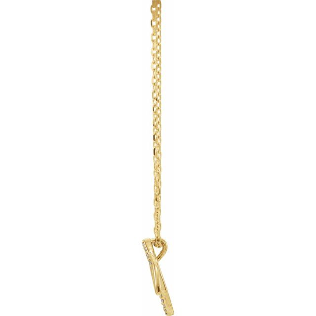 14k Yellow .05 Ctw Natural Diamond Double Leaf 18' Necklace