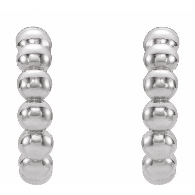 Sterling Silver Beaded 12 Mm Hoop Earrings