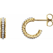 14k Yellow/white 1/5 Ctw Natural Diamond Rope Hoop Earrings