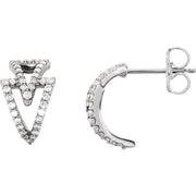 14k White 1/4 Ctw Natural Diamond Geometric Hoop Earrings