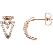 14k Rose 1/4 Ctw Natural Diamond Geometric Hoop Earrings