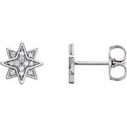 14k White .08 Ctw Natural Diamond Star Earrings