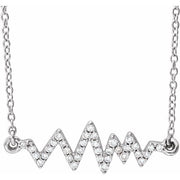 14k White 1/6 Ctw Natural Diamond Heartbeat 16-18' Necklace