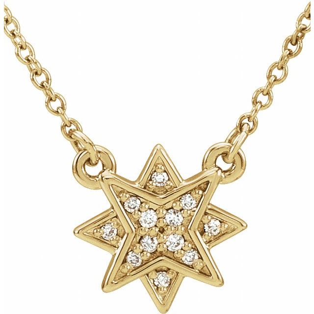 14k Yellow .04 Ctw Natural Diamond Star 16-18'  Necklace