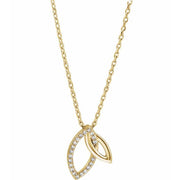 14k Yellow .05 Ctw Natural Diamond Double Leaf 18' Necklace