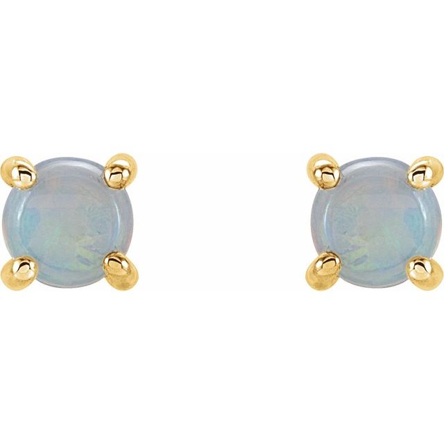 14K Yellow 5 mm Natural White Opal Earrings