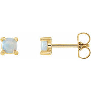 14K Yellow 4 mm Natural White Opal Earrings