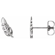 14k White Leaf Earrings