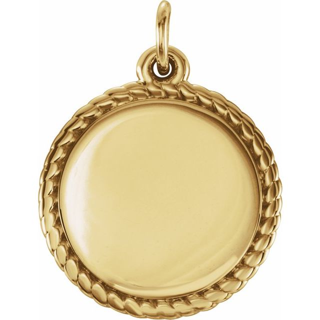18k Yellow Vermeil Engravable Round Rope Pendant