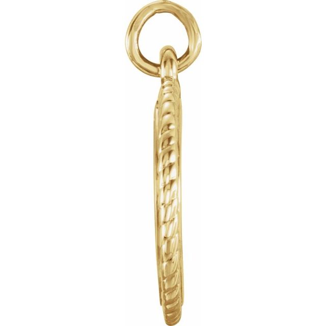 14k Yellow Engravable Round Rope Pendant