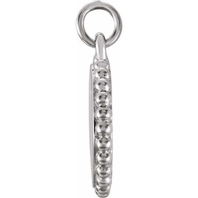 14k White Engravable Beaded Pendant