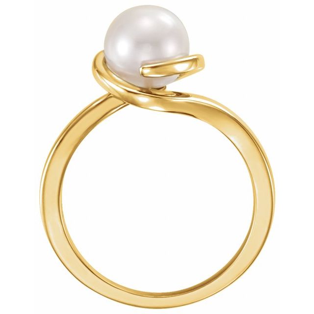 14k Yellow Cultured White Freshwater Pearl Ring
