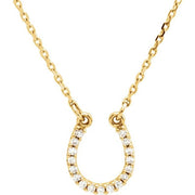14k Yellow .07 Ctw Natural Diamond Horseshoe 16' Necklace