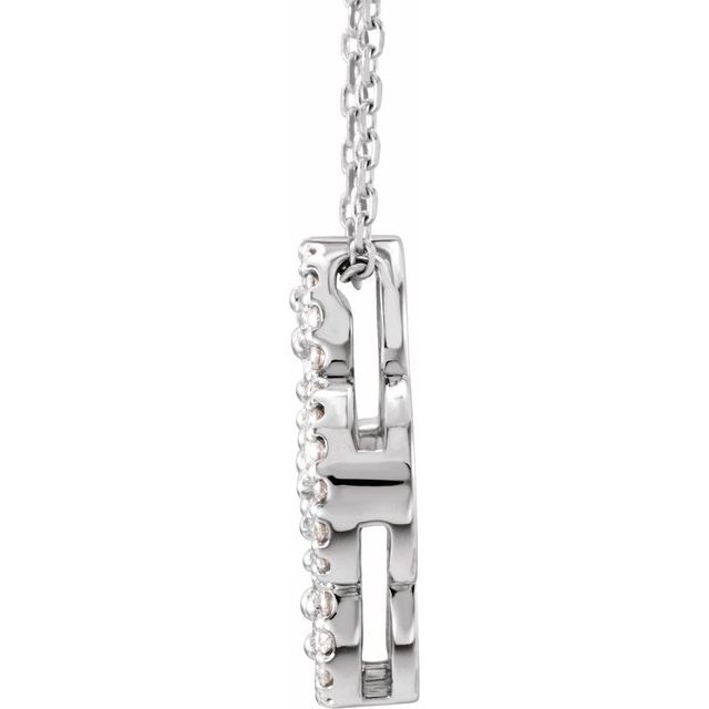 14k White 1/2 Ctw Natural Diamond Clover 18' Necklace