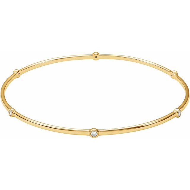 14k Yellow 1/4 Ctw Natural Diamond Bezel-set Bangle 8' Bracelet