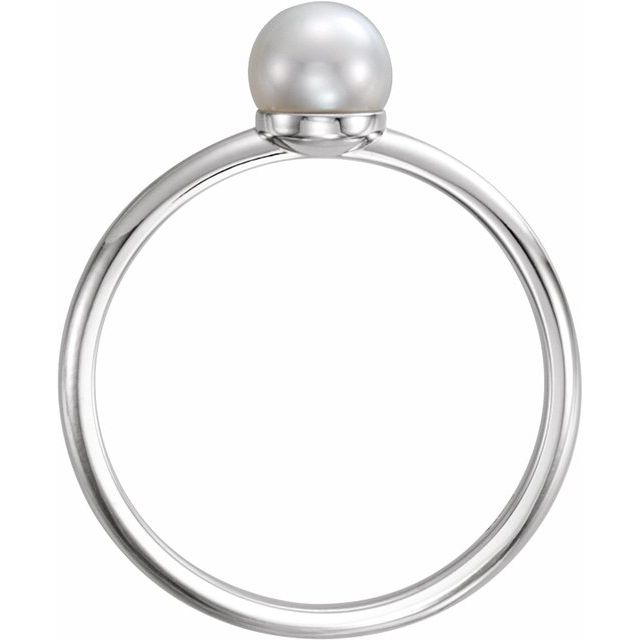 14K White 5.5-6 mm Cultured White Freshwater Pearl Ring