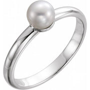 14K White 5.5-6 mm Cultured White Freshwater Pearl Ring