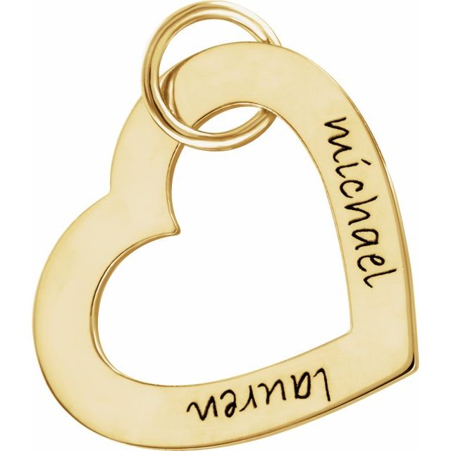 18k Yellow Vermeil Posh Mommy® Small Engravable Heart Loop Pendant