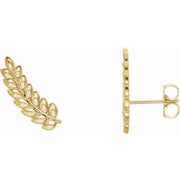 14k Yellow Petite Leaf Ear Climbers