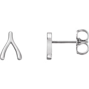 14k White Wishbone Earrings