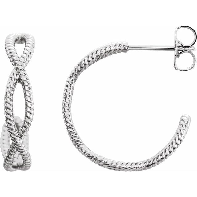 Sterling Silver Rope 17 Mm Hoop Earrings