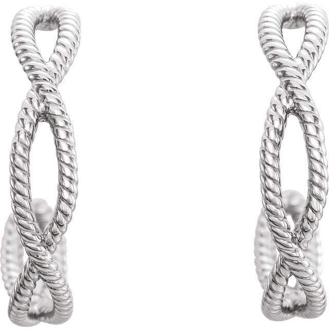 Sterling Silver Rope 20 Mm Hoop Earrings