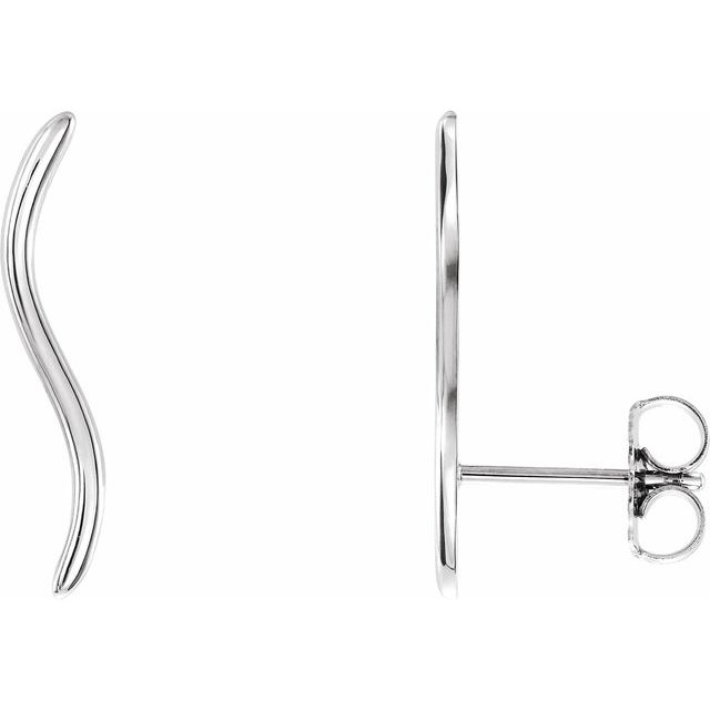 Sterling Silver Wavy Ear Climbers