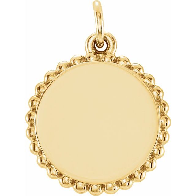 14K Yellow Engravable Beaded Pendant