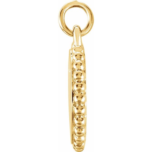 14k Yellow Engravable Beaded Disc Pendant