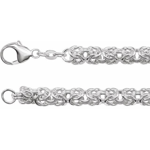 Sterling Silver 6 mm Byzantine 16' Chain