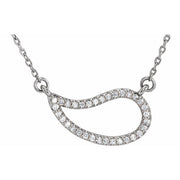 14k White 1/6 Ctw Natural Diamond Paisley 18' Necklace