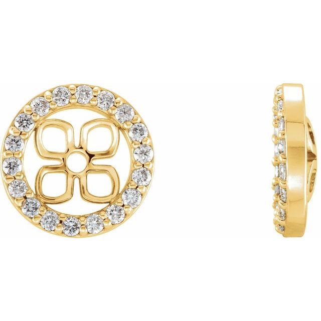 14k Yellow 5.5 Mm Id 1/8 Natural Diamond Earring Jackets