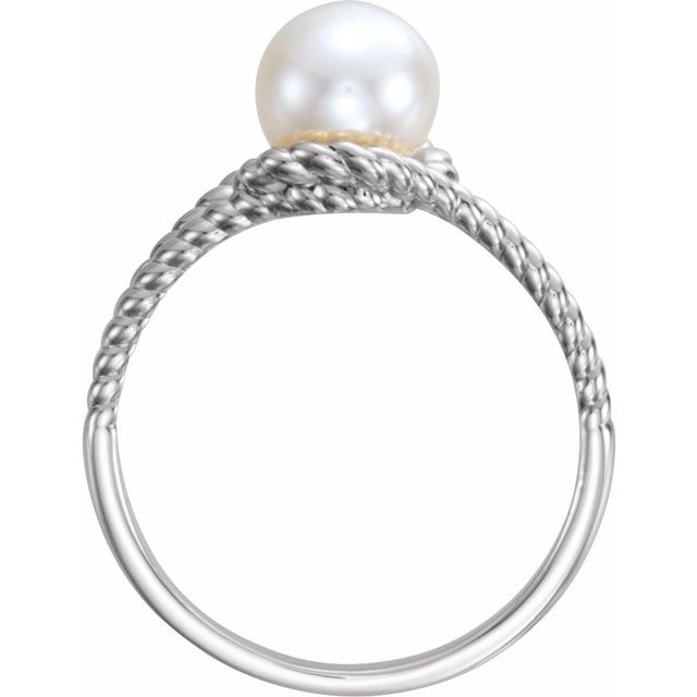 14k White Cultured White Freshwater Pearl Rope Ring