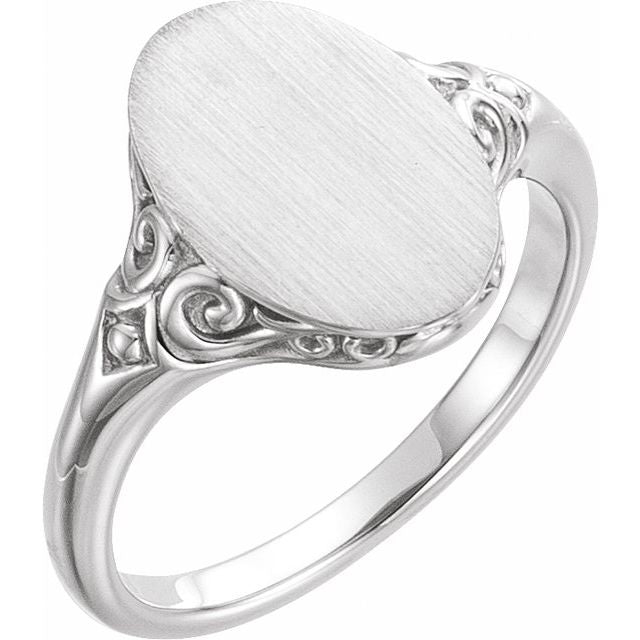 Sterling Silver 13x9 Mm Oval Signet Ring