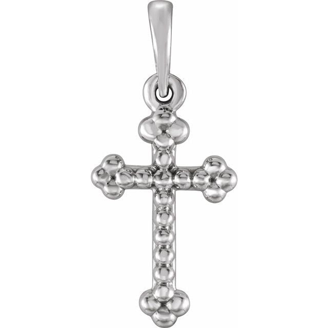 Sterling Silver Beaded Cross Pendant