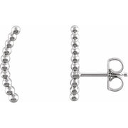 14k White Beaded Ear Climbers