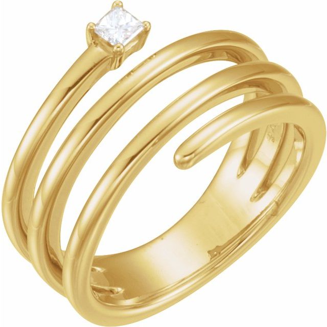 14k Yellow 1/10 Ctw Natural Diamond Freeform Ring
