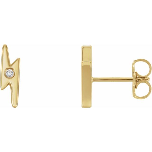 14k Yellow .03 Ctw Natural Diamond Lightning Bolt Earrings