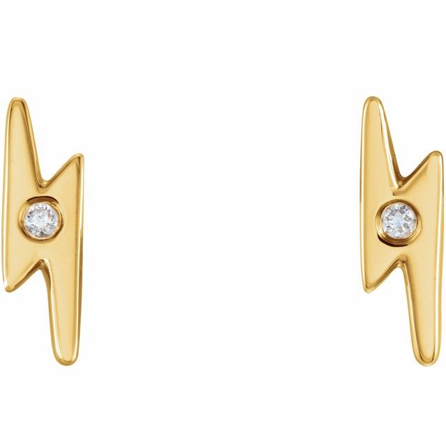 14k Yellow .03 Ctw Natural Diamond Lightning Bolt Earrings
