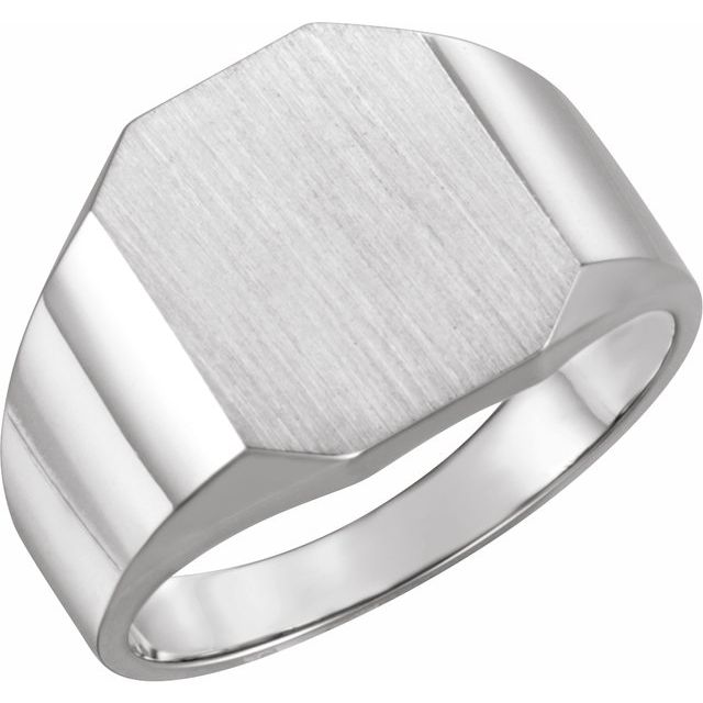 Sterling Silver 14x12 Mm Octagon Signet Ring