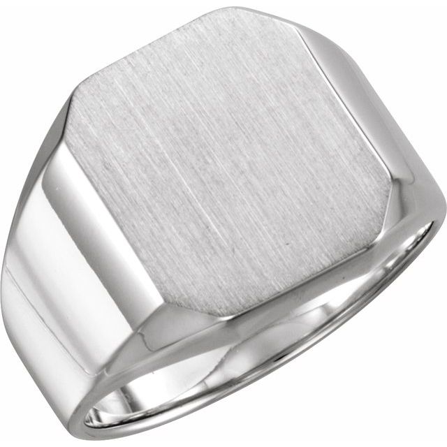 Sterling Silver 16x14 mm Octagon Signet Ring
