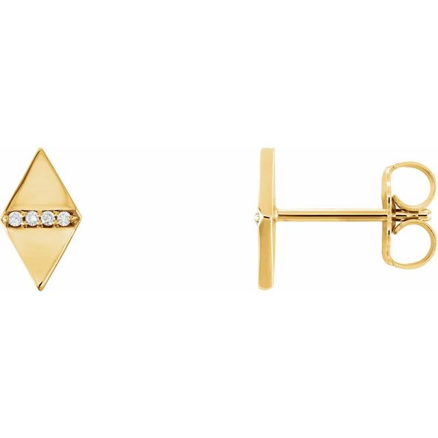 14k Yellow .025 Ctw Natural Diamond Geometric Earrings