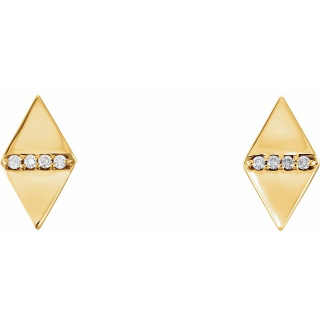 14k Yellow .025 Ctw Natural Diamond Geometric Earrings