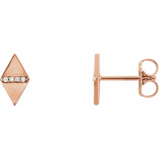 14k Rose .025 Ctw Natural Diamond Geometric Earrings