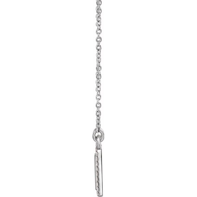 14k White 1/6 Ctw Natural Diamond Engravable Bar 18' Necklace