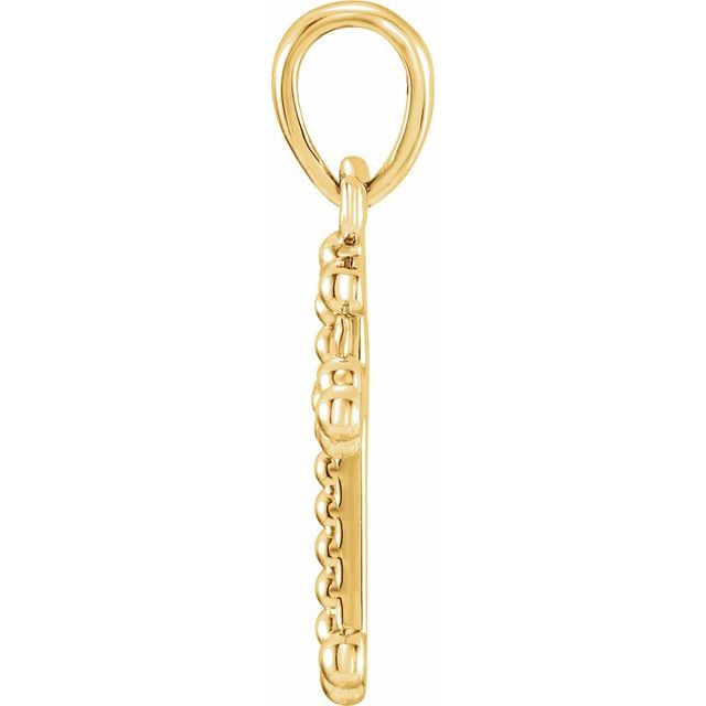 14k Yellow Beaded Cross Pendant