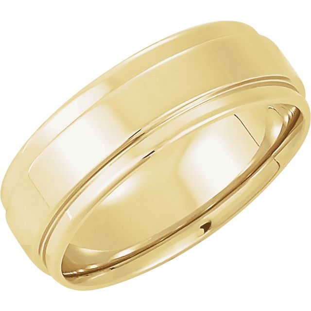 14k Yellow Inlay 6 Mm Flat Comfort-fit Band Size 10