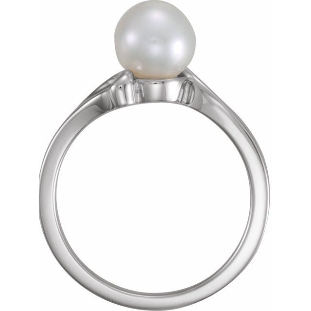 Sterling Silver Cultured White Freshwater Pearl Ring